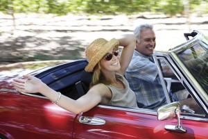 couple in red car_web