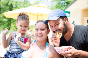 Family Eating From Food Truck